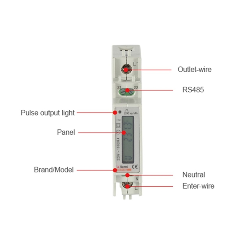 Acrel ADL10-E Single-phase DIN Rail Energy Meter input current 10(60)A LCD Display single phase energy meter data logger